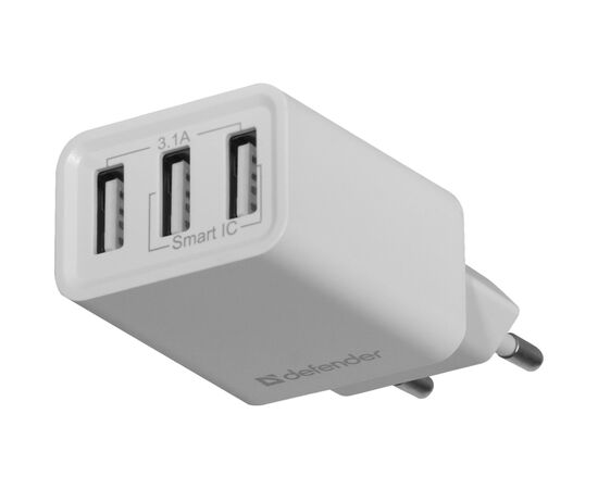 Зарядное устройство Defender UPA-31 white, 3xUSB, 5V / 3.1A (83587), изображение 3 Зарядное устройство Defender UPA-31 white, 3xUSB, 5V / 3.1A (83587), изображение 3
