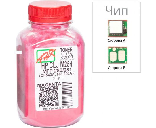 Тонер HP CLJ M254/MFP280/281 40г Magenta +chip AHK (3202790)