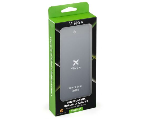 Батарея универсальная Vinga 20000 mAh QC3.0 Display soft touch purple (VPB2QLSP), изображение 10 Батарея универсальная Vinga 20000 mAh QC3.0 Display soft touch purple (VPB2QLSP), изображение 10