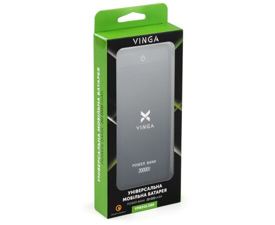 Батарея универсальная Vinga 20000 mAh QC3.0 Display soft touch black (VPB2QLSBK), изображение 10 Батарея универсальная Vinga 20000 mAh QC3.0 Display soft touch black (VPB2QLSBK), изображение 10
