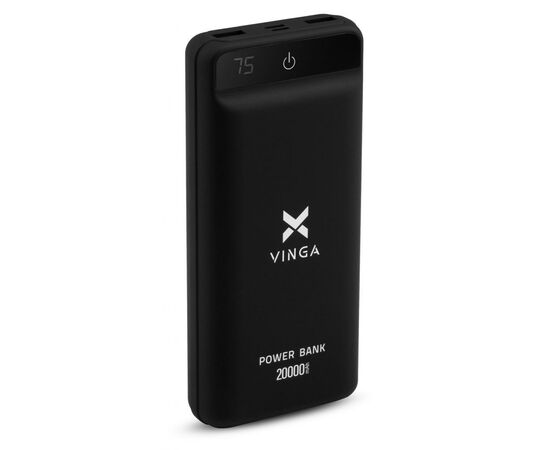 Батарея универсальная Vinga 20000 mAh QC3.0 Display soft touch black (VPB2QLSBK)