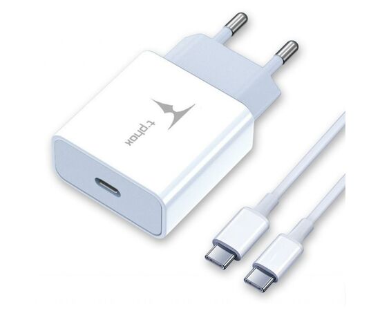 Зарядное устройство T-Phox PD 18W Charger + Type-C-C 60W cable 1m (White) (T-P01(W)+Type-C)