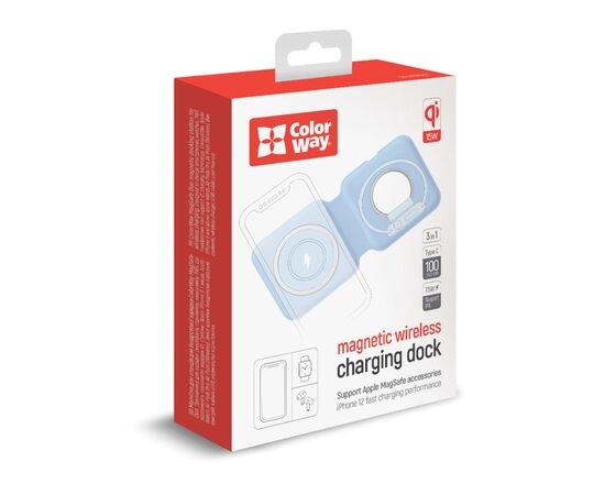Зарядное устройство ColorWay MagSafe Duo Charger 15W for iPhone (Blue) (CW-CHW32Q-BL), изображение 3 Зарядное устройство ColorWay MagSafe Duo Charger 15W for iPhone (Blue) (CW-CHW32Q-BL), изображение 3