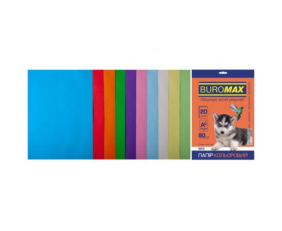 Папір Buromax А4, 80g, PASTEL+INTENSIVE, 10colors, 20sh (BM.2721620-99)