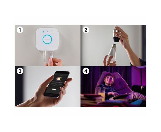 Умная лампочка Philips Стартовий комплект Hue Color, E27 3шт (929002216825), изображение 3 Умная лампочка Philips Стартовий комплект Hue Color, E27 3шт (929002216825), изображение 3
