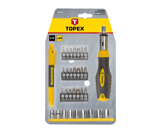 Отвертка Topex насадок с держателем Cr-V (39D522), изображение 4 Отвертка Topex насадок с держателем Cr-V (39D522), изображение 4