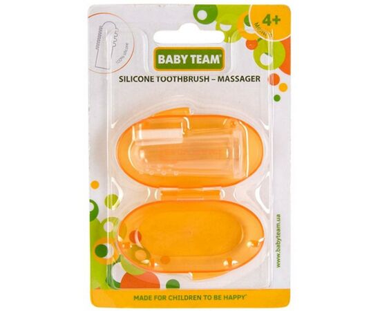 Детская зубная щетка Baby Team силиконовая щетка-массажер с контейнером (7200_оранжевый), изображение 2 Детская зубная щетка Baby Team силиконовая щетка-массажер с контейнером (7200_оранжевый), изображение 2