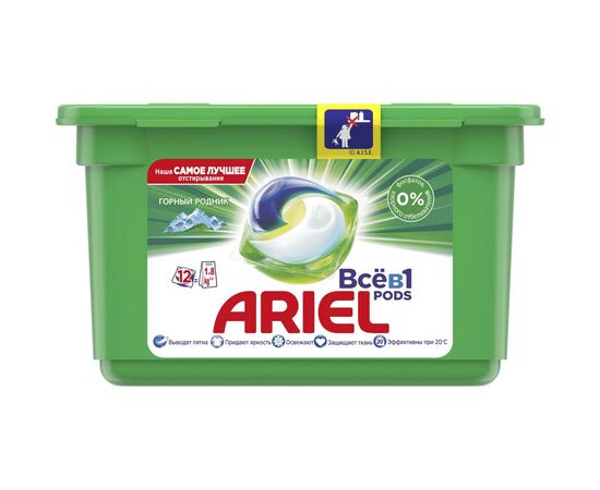 Капсули для прання Ariel Pods Все-в-1 Гірське джерело 12 шт. (4015600949709)