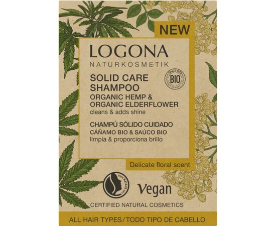 Шампунь Logona твердый Конопля и Бузина для блеска и ускорения роста 60 г (4017645043985)