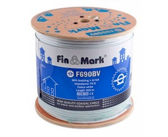 Кабель телевізійний FinMark RG-690, CCS, 305м, white (F690BV_305_white), зображення 2 Кабель телевізійний FinMark RG-690, CCS, 305м, white (F690BV_305_white), зображення 2