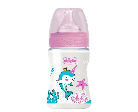 Бутылочка для кормления Chicco пластиковая Well-Being с силиконовой соской 0м+ 150 мл Розов (28611.10), изображение 3