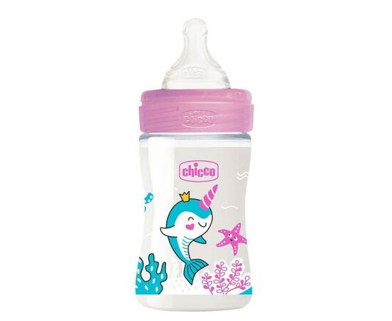 Бутылочка для кормления Chicco пластиковая Well-Being с силиконовой соской 0м+ 150 мл Розов (28611.10)
