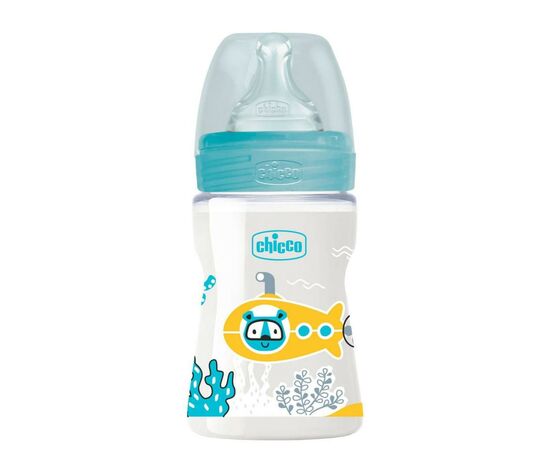 Бутылочка для кормления Chicco пластиковая Well-Being с силиконовой соской 4м+ 330 мл Голуб (28611.20), изображение 3