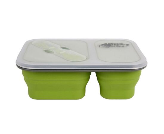 Набір туристичного посуду Tramp 2 отсека силиконовый 900ml с ловилкой olive (UTRC-090-olive)