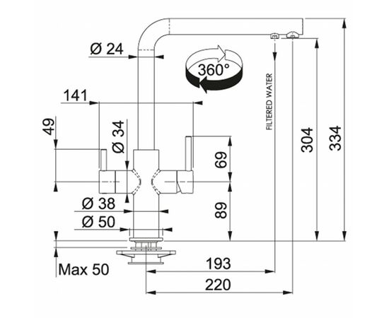 Смеситель Franke Neptune Clear Water (115.0370.709), изображение 2 Смеситель Franke Neptune Clear Water (115.0370.709), изображение 2