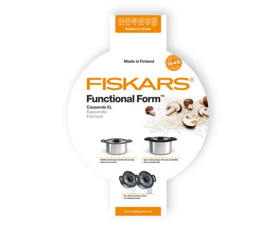 Кастрюля Fiskars Form 5 л (1026578), изображение 3 Кастрюля Fiskars Form 5 л (1026578), изображение 3