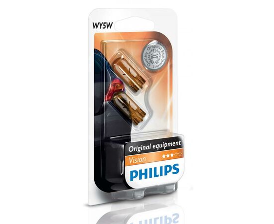 Автолампа Philips WY5W Vision, 2шт/бл. (12396NAB2), изображение 3 Автолампа Philips WY5W Vision, 2шт/бл. (12396NAB2), изображение 3