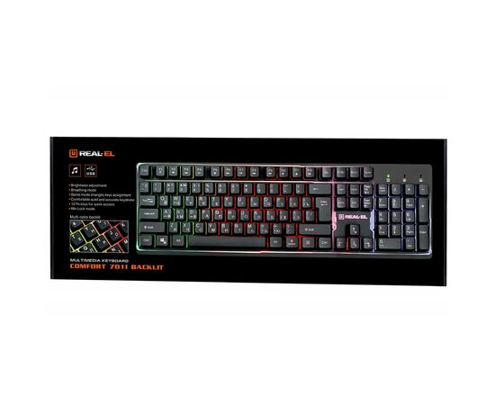 Клавиатура REAL-EL 7011 Comfort Backlit Black, изображение 9 Клавиатура REAL-EL 7011 Comfort Backlit Black, изображение 9