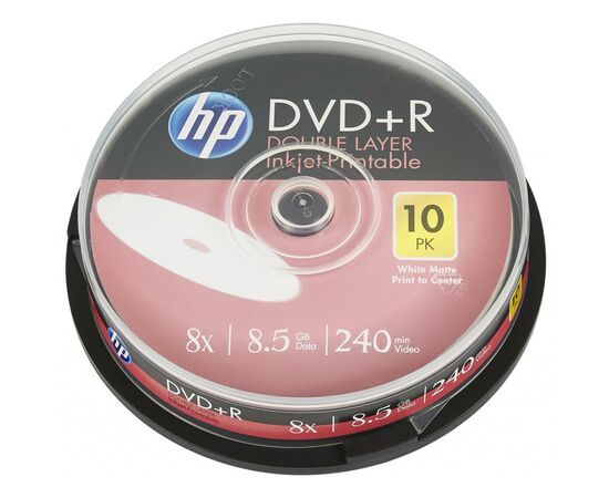 Диск DVD HP DVD+R 8.5GB 8X DL IJ PRINT 10шт Spindle (69306/DRE00060WIP-3)