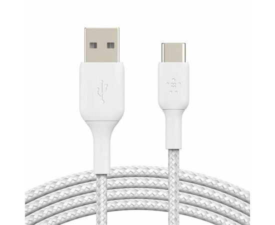 Дата кабель Belkin USB 2.0 AM to Type-C 2.0m BRAIDED white (CAB002BT2MWH)