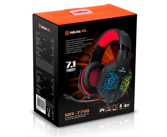 Наушники REAL-EL GDX-7750 Black-Red, изображение 12 Наушники REAL-EL GDX-7750 Black-Red, изображение 12