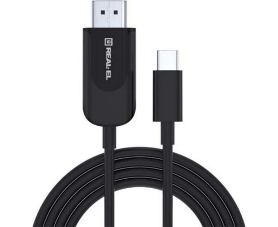 Дата кабель USB 2.0 AM to Type-C 1.0m Leather Premium black-silver REAL-EL (EL123500049)