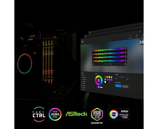 Модуль памяти для компьютера DDR4 16GB 3200 MHz Fury Beast RGB Kingston Fury (ex.HyperX) (KF432C16RB1A/16), изображение 5 Модуль памяти для компьютера DDR4 16GB 3200 MHz Fury Beast RGB Kingston Fury (ex.HyperX) (KF432C16RB1A/16), изображение 5