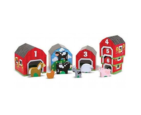 Развивающая игрушка Melissa&Doug Набор блоков-сараев с животными (MD12434), изображение 2 Развивающая игрушка Melissa&Doug Набор блоков-сараев с животными (MD12434), изображение 2