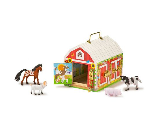 Развивающая игрушка Melissa&Doug Домик-сарай с задвижками и животными (MD2564), изображение 3 Развивающая игрушка Melissa&Doug Домик-сарай с задвижками и животными (MD2564), изображение 3