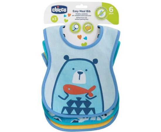 Слюнявчик Chicco WEANING BIB 3 шт для мальчика (16301.20), изображение 2 Слюнявчик Chicco WEANING BIB 3 шт для мальчика (16301.20), изображение 2