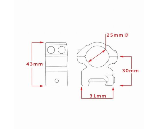 Крепление для прицела Hawke Matchmount 1" Weaver Med (921183), изображение 3 Крепление для прицела Hawke Matchmount 1" Weaver Med (921183), изображение 3