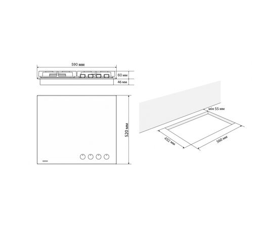 Варочная поверхность Eleyus MITO 60 WH CF, изображение 10 Варочная поверхность Eleyus MITO 60 WH CF, изображение 10