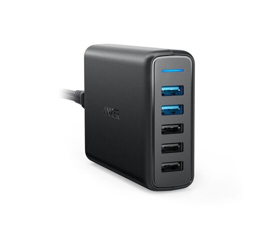 Зарядний пристрій Anker PowerPort 5 - 63W 2xQC3.0 & 3xUSB PowerIQ Black (A2054L11)