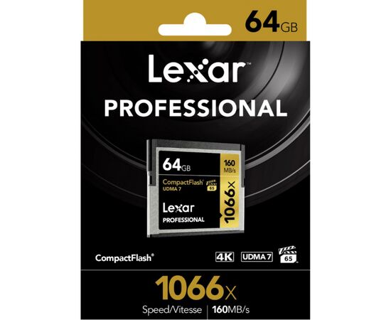 Карта памяти Lexar 64GB Compact Flash 1066x Professional (LCF64GCRB1066), изображение 2 Карта памяти Lexar 64GB Compact Flash 1066x Professional (LCF64GCRB1066), изображение 2