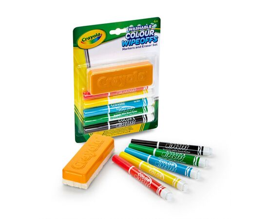 Фломастеры Crayola Набор Washable для сухого стирания с щеткой 5 шт (256417.012), изображение 3 Фломастеры Crayola Набор Washable для сухого стирания с щеткой 5 шт (256417.012), изображение 3