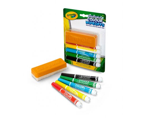 Фломастеры Crayola Набор Washable для сухого стирания с щеткой 5 шт (256417.012), изображение 4 Фломастеры Crayola Набор Washable для сухого стирания с щеткой 5 шт (256417.012), изображение 4