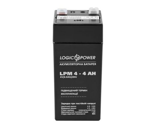 Батарея к ИБП LogicPower LPM 4В 4 Ач (4135), изображение 2 Батарея к ИБП LogicPower LPM 4В 4 Ач (4135), изображение 2