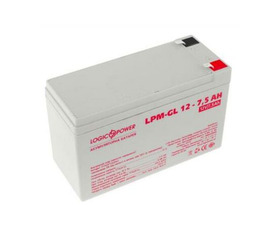 Батарея к ИБП LogicPower LPM-GL 12В 7.5Ач (6562), изображение 2 Батарея к ИБП LogicPower LPM-GL 12В 7.5Ач (6562), изображение 2