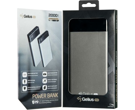 Батарея универсальная Gelius Pro Edge GP-PB20-007 20 000 mAh 2.1A Grey (72028), изображение 11 Батарея универсальная Gelius Pro Edge GP-PB20-007 20 000 mAh 2.1A Grey (72028), изображение 11