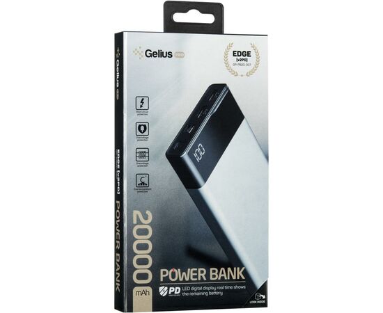 Батарея универсальная Gelius Pro Edge GP-PB20-007 20 000 mAh 2.1A Grey (72028), изображение 9 Батарея универсальная Gelius Pro Edge GP-PB20-007 20 000 mAh 2.1A Grey (72028), изображение 9