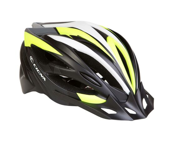 Шолом Velotrade с козырьком СIGNA WT-068 черно-бело-салатовый М (54-57см) (HEAD-015)