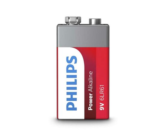 Батарейка Philips Крона 6LR61 Power Alkaline * 1 (6LR61P1B/10), изображение 2 Батарейка Philips Крона 6LR61 Power Alkaline * 1 (6LR61P1B/10), изображение 2
