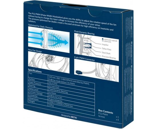 Кулер для корпуса Arctic P12 PWM Black/Transparent (ACFAN00133A), изображение 5