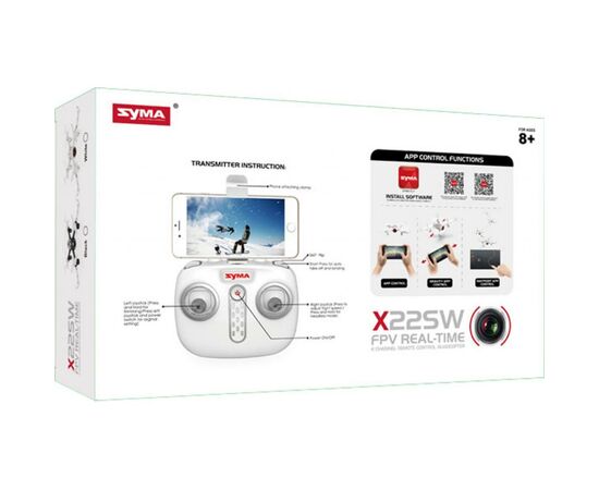 Радиоуправляемая игрушка Syma Квадрокоптер с 2,4 Ггц управлением и FPV-камерой 14,4 cм (X22SW White), изображение 5 Радиоуправляемая игрушка Syma Квадрокоптер с 2,4 Ггц управлением и FPV-камерой 14,4 cм (X22SW White), изображение 5