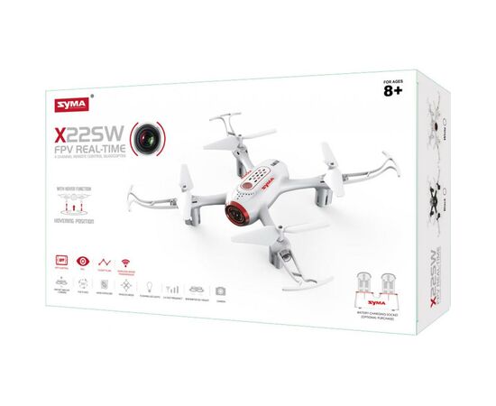 Радиоуправляемая игрушка Syma Квадрокоптер с 2,4 Ггц управлением и FPV-камерой 14,4 cм (X22SW White), изображение 6 Радиоуправляемая игрушка Syma Квадрокоптер с 2,4 Ггц управлением и FPV-камерой 14,4 cм (X22SW White), изображение 6