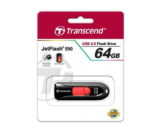 USB флеш накопитель Transcend 64GB JetFlash 590 USB 2.0 (TS64GJF590K), изображение 5 USB флеш накопитель Transcend 64GB JetFlash 590 USB 2.0 (TS64GJF590K), изображение 5