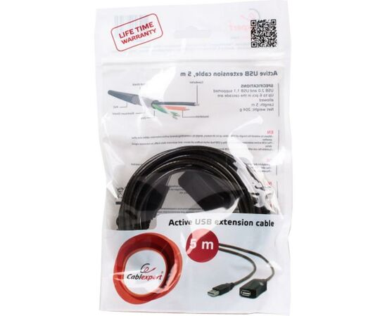 Дата кабель USB 2.0 AM/AF 5.0 m active Cablexpert (UAE-01-5M), изображение 3 Дата кабель USB 2.0 AM/AF 5.0 m active Cablexpert (UAE-01-5M), изображение 3