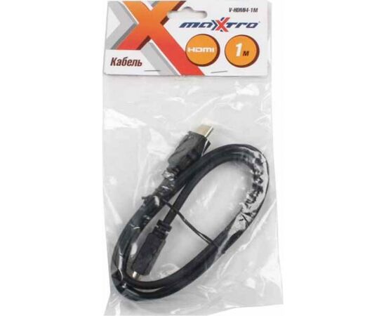 Кабель мультимедийный HDMI to HDMI 1.0m Maxxter (V-HDMI4-1M), изображение 2 Кабель мультимедийный HDMI to HDMI 1.0m Maxxter (V-HDMI4-1M), изображение 2