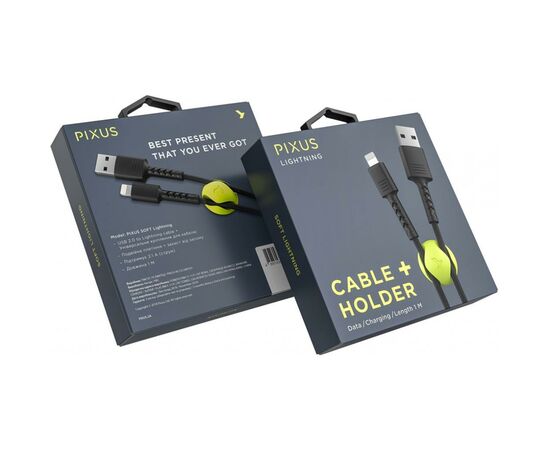 Дата кабель USB 2.0 AM to Lightning 1.0m Soft black Pixus (4897058530933), изображение 5