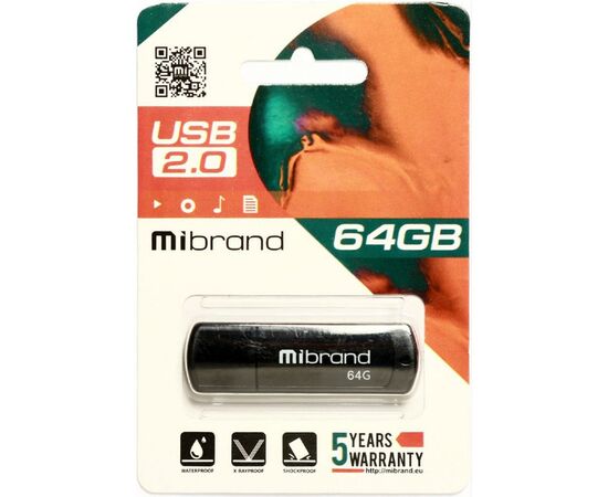 USB флеш накопичувач Mibrand 64GB Grizzly Black USB 2.0 (MI2.0/GR64P3B), зображення 2 USB флеш накопичувач Mibrand 64GB Grizzly Black USB 2.0 (MI2.0/GR64P3B), зображення 2